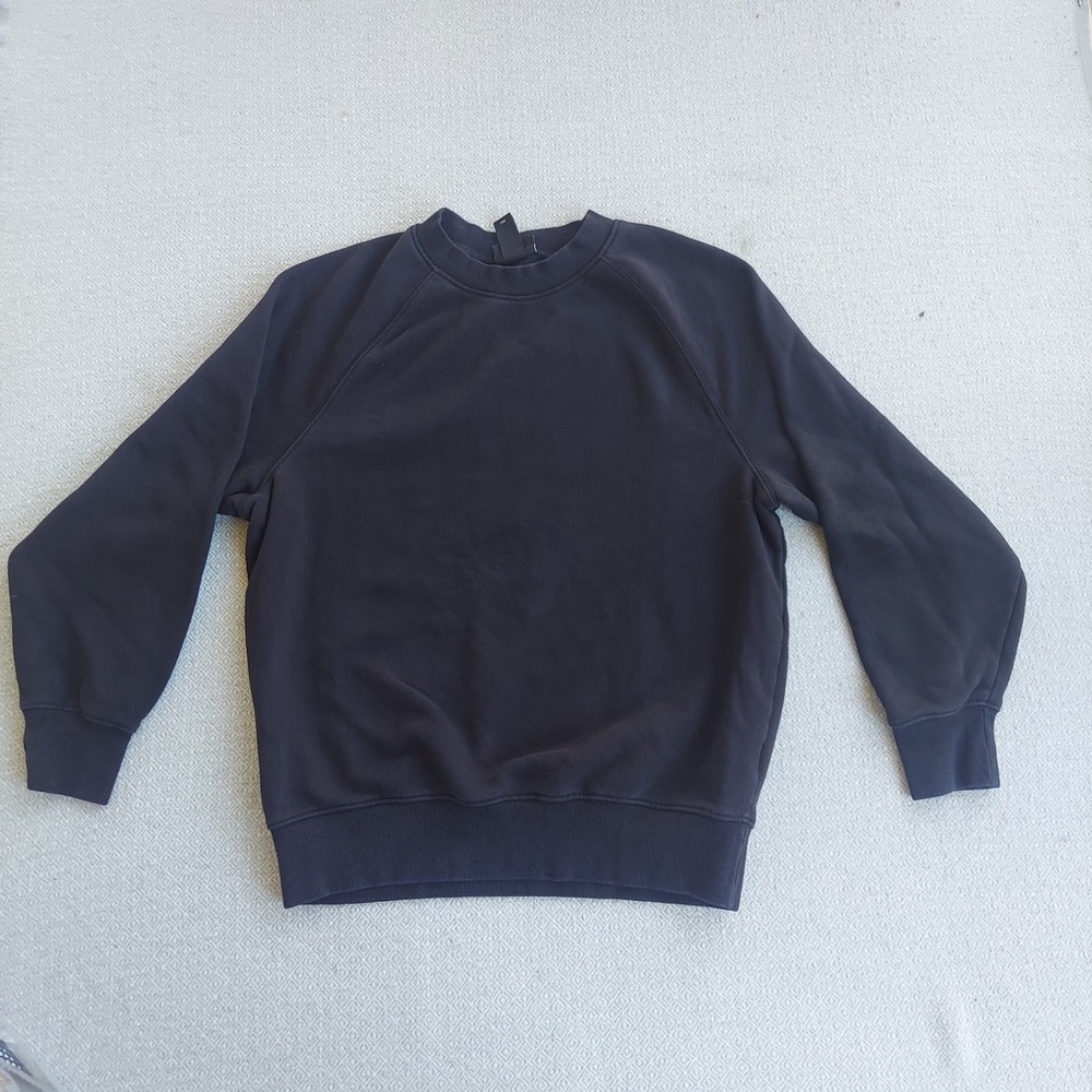 H&M Sweatshirt Mens S Black Oversized Fit Crewneck Raglan Sleeve Pullover Basic